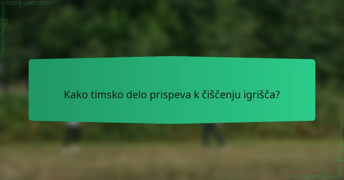 Kako timsko delo prispeva k čiščenju igrišča?