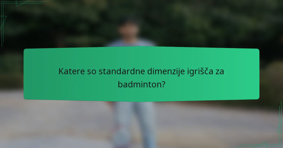Katere so standardne dimenzije igrišča za badminton?